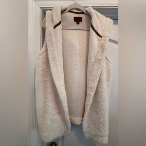 Koolaburra by Ugg Womens Cozy Sherpa Ivory Hooded Sleeveless Vest Jacket Size 2x